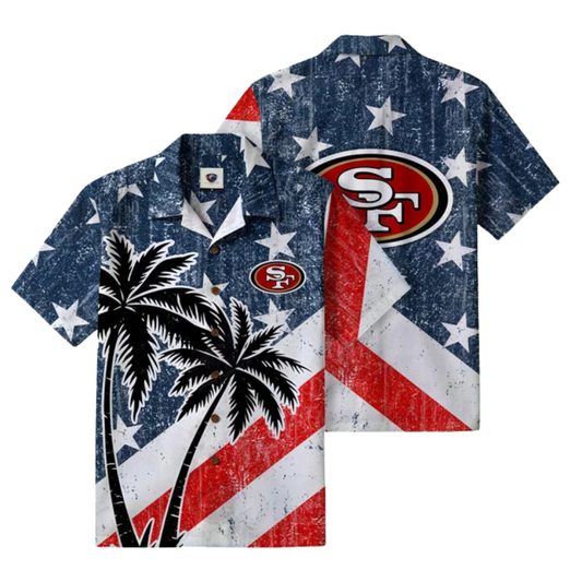 [TOUCHDOWN DEAL] NEW CUSTOMIZED NFL11 SF49 SAN FRANCISCO 49ERS PATRIOTIC 250 USA HAWAIIAN SHIRT