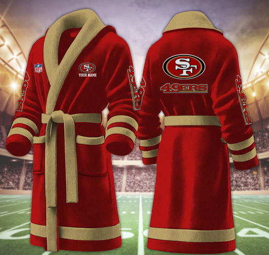 [TOUCHDOWN DEAL] NEW CUSTOMIZED NFL11 SF49 SAN FRANCISCO 49ERS MULTICOLOR FLEECE BATHROBE