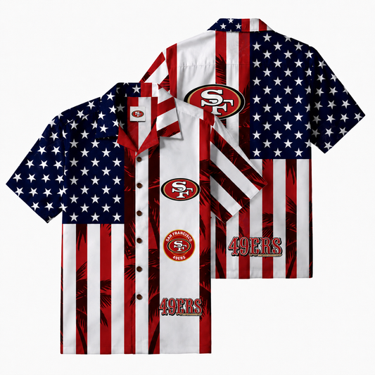 [TOUCHDOWN DEAL] NEW CUSTOMIZED NFL11 SF49 SAN FRANCISCO 49ERS PATRIOTIC 250 USA HAWAIIAN SHIRT