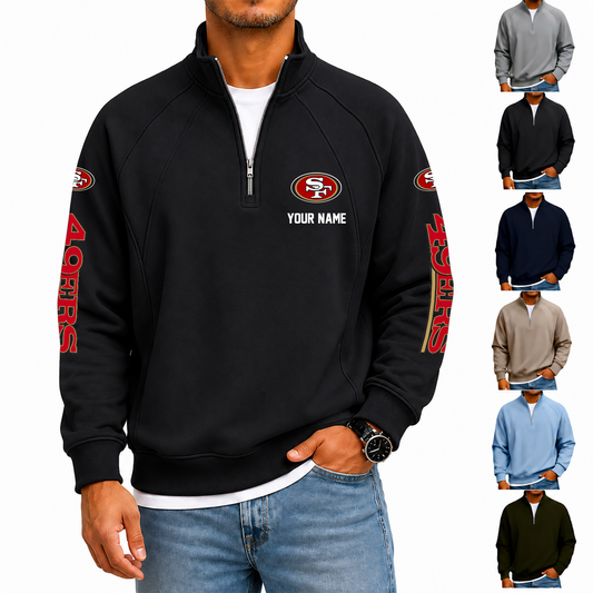 [TOUCHDOWN DEAL] NEW CUSTOMIZED NFL11 SF49 SAN FRANCISCO 49ERS MEN'S QUARTER ZIP PULLOVER