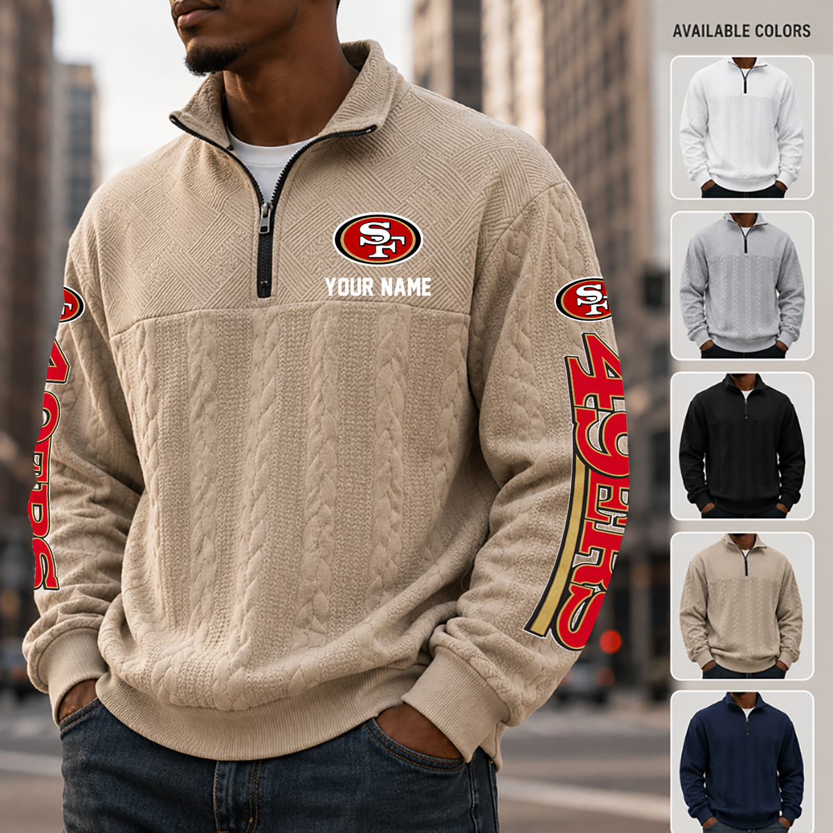 [TOUCHDOWN DEAL] NEW CUSTOMIZED NFL11 SF49 SAN FRANCISCO 49ERS MULTICOLOR QUARTER-ZIP SWEATSHIRT