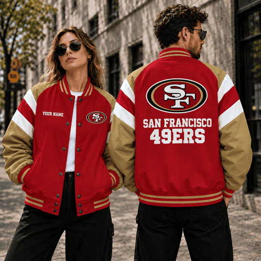 [TOUCHDOWN DEAL] NEW CUSTOMIZED NFL11 SF49 SAN FRANCISCO 49ERS SATIN VARSITY & BASEBALL JACKET