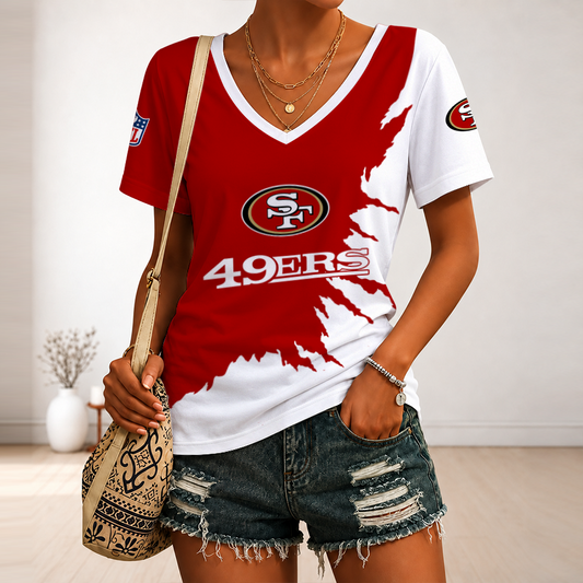 [TOUCHDOWN DEAL] NEW CUSTOMIZED NFL11 SF49 SAN FRANCISCO 49ERS V-NECK FEMALE SHIRT