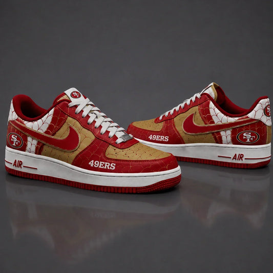 [TOUCHDOWN DEAL] NEW CUSTOMIZED NFL11 SF49 SAN FRANCISCO 49ERS x SPIDER AF1 SHOES