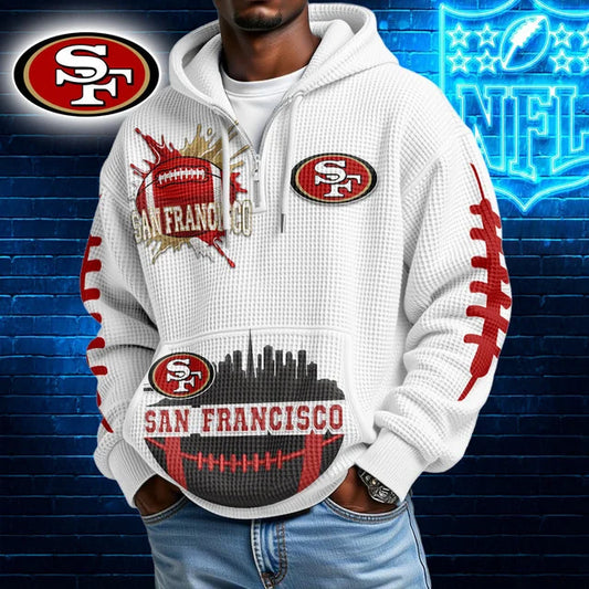 [TOUCHDOWN DEAL] NEW CUSTOMIZED NFL11 SF49 SAN FRANCISCO 49ERS WAFFLE FULL ZIP HOODIE