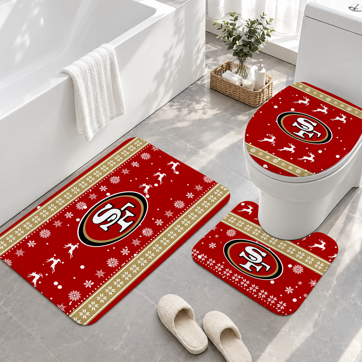 [TOUCHDOWN DEAL] NEW CUSTOMIZED NFL11 SF49 SAN FRANCISCO 49ERS 3-PIECE BATHROOM RUG SET