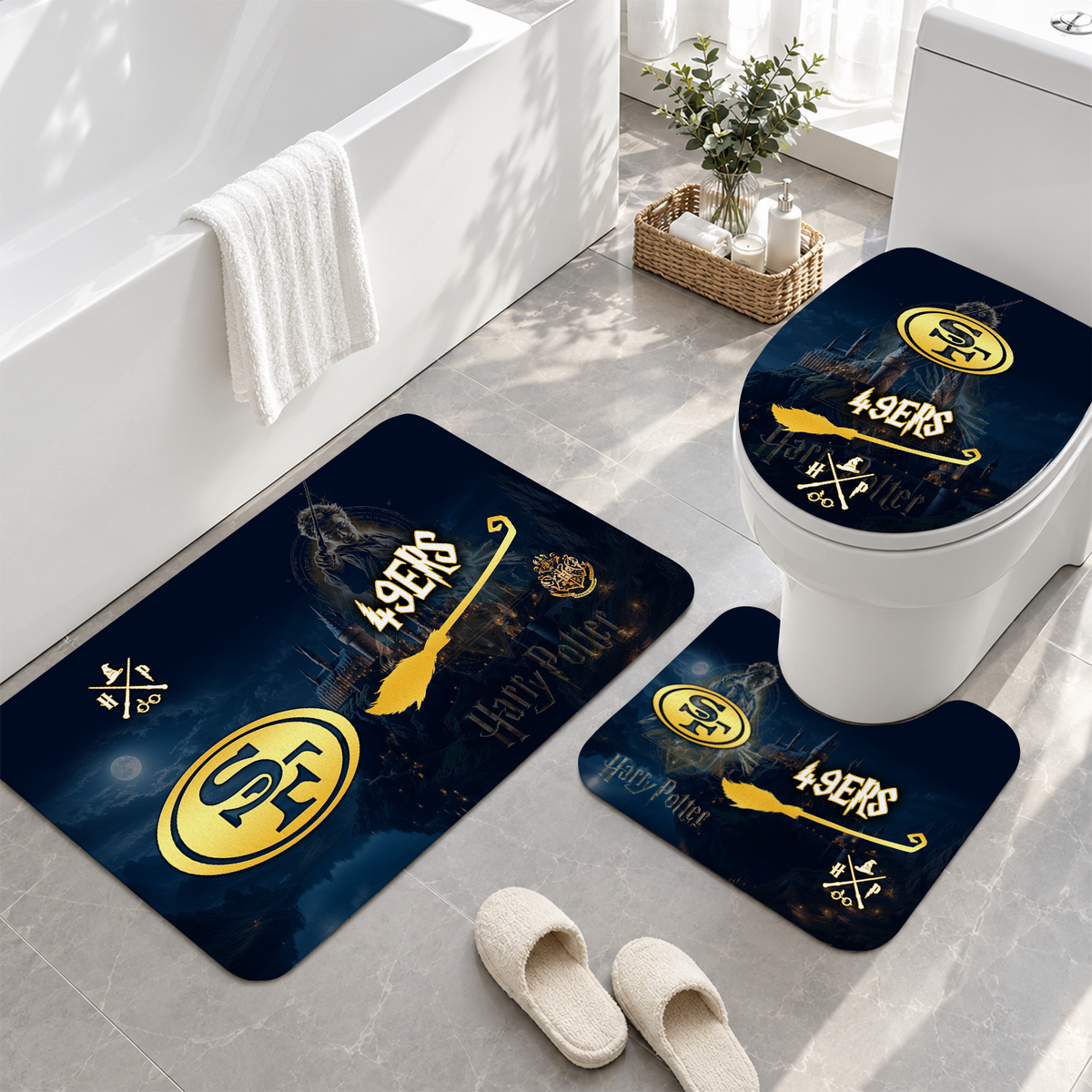 [TOUCHDOWN DEAL] NEW CUSTOMIZED NFL11 SF49 SAN FRANCISCO 49ERS 3-PIECE BATHROOM RUG SET