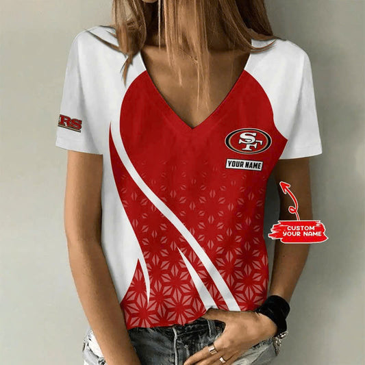 [TOUCHDOWN DEAL] NEW CUSTOMIZED NFL11 SF49 SAN FRANCISCO 49ERS V-NECK FEMALE SHIRT