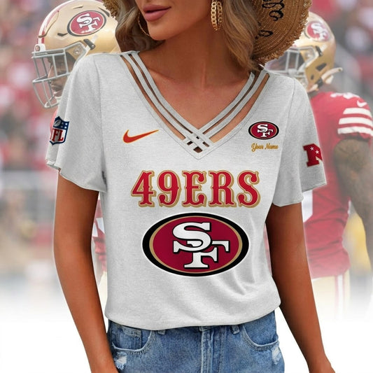 [TOUCHDOWN DEAL] NEW CUSTOMIZED NFL11 SF49 SAN FRANCISCO 49ERS V-NECK SHIRT
