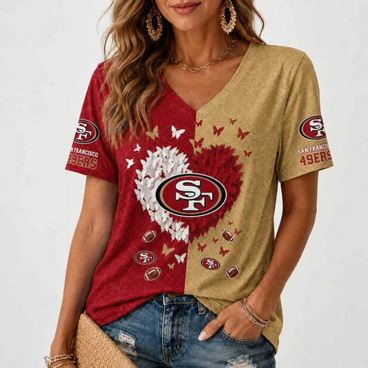 [TOUCHDOWN DEAL] NEW CUSTOMIZED NFL11 SF49 SAN FRANCISCO 49ERS V-NECK FEMALE SHIRT