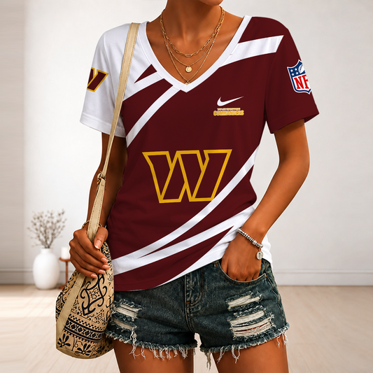 [TOUCHDOWN DEAL] NEW CUSTOMIZED NFL12 WTC WASHINGTON COMMANDERS V-NECK FEMALE SHIRT