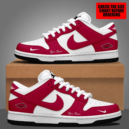 [TOUCHDOWN DEAL]NEW CUSTOMIZED NCAA FBS12 AKR ARKANSAS RAZORBACKS DUNK LOW SHOES