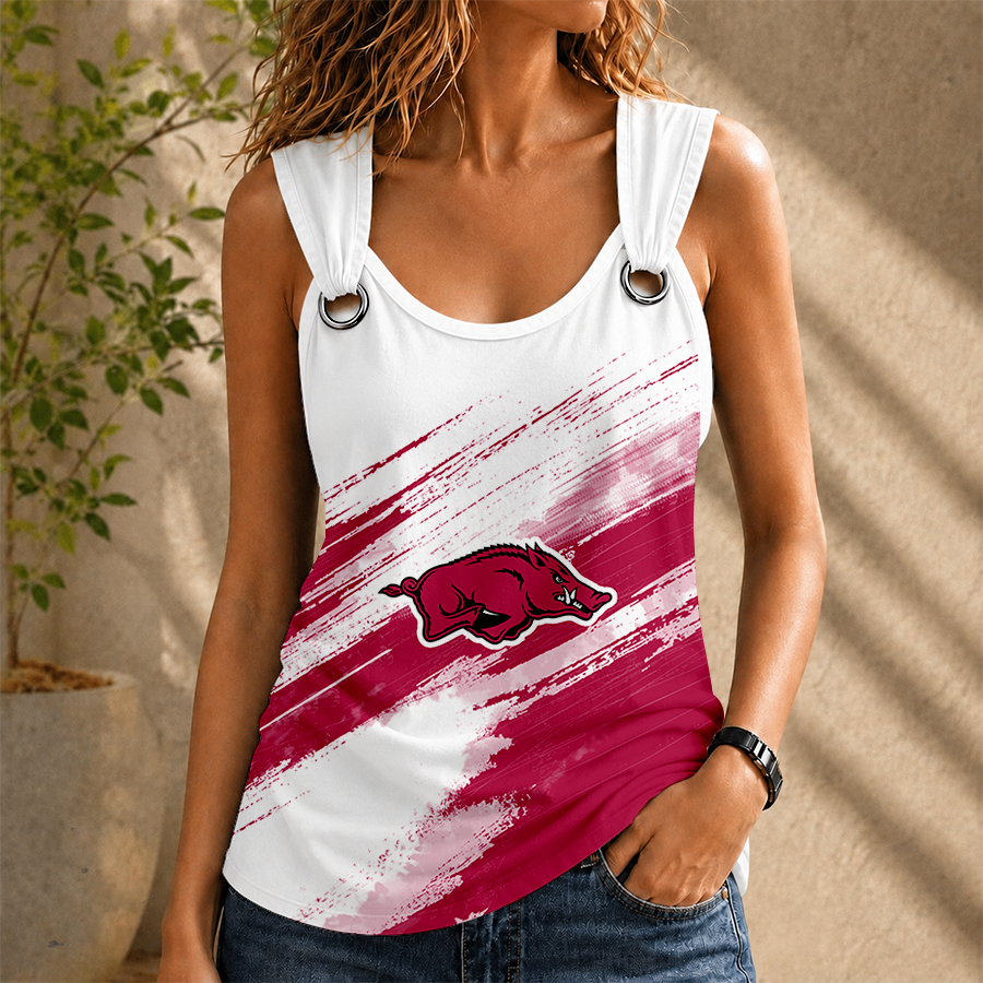 [FAN FAVORITE] NEW CUSTOMIZED NCAA FBS12 AKR ARKANSAS RAZORBACKS O-RING SHOULDER TANK TOP