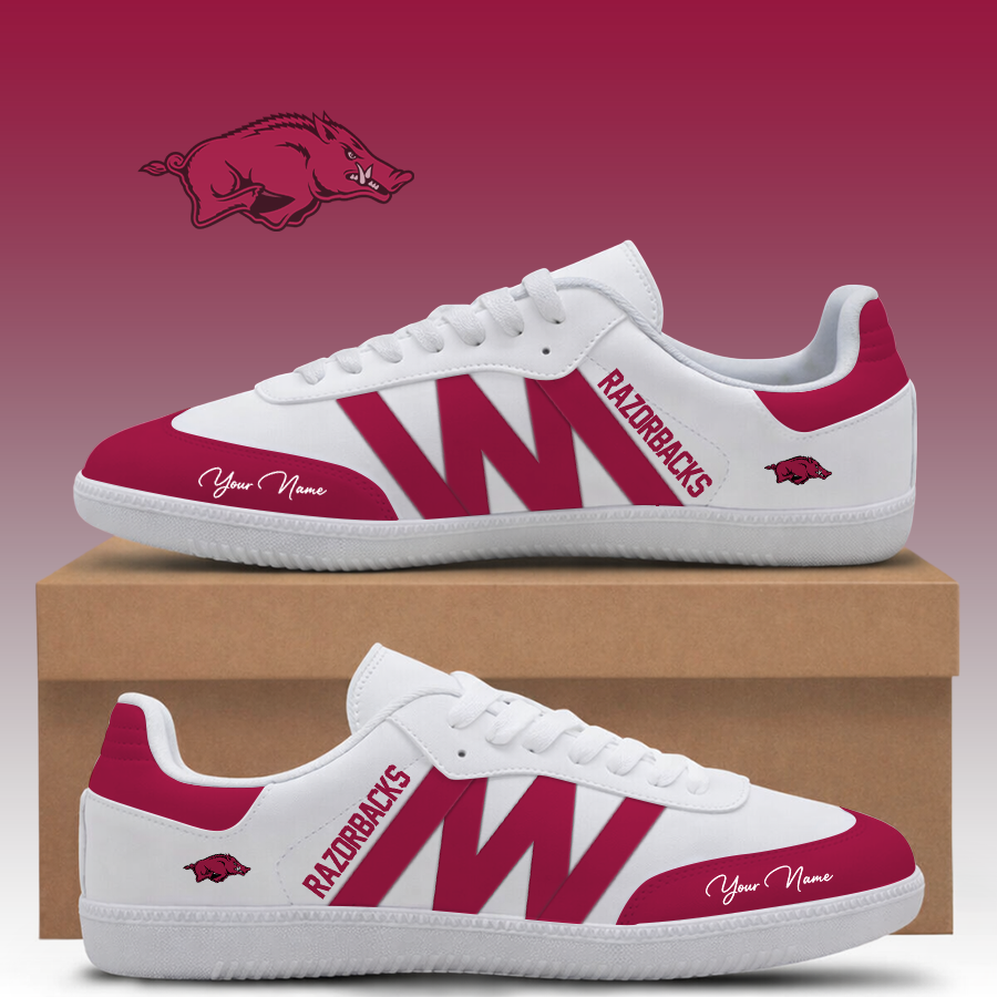 [TOUCHDOWN DEAL] NEW CUSTOMIZED NCAA FBS12 AKR ARKANSAS RAZORBACKS CLASSIC SNEAKERS