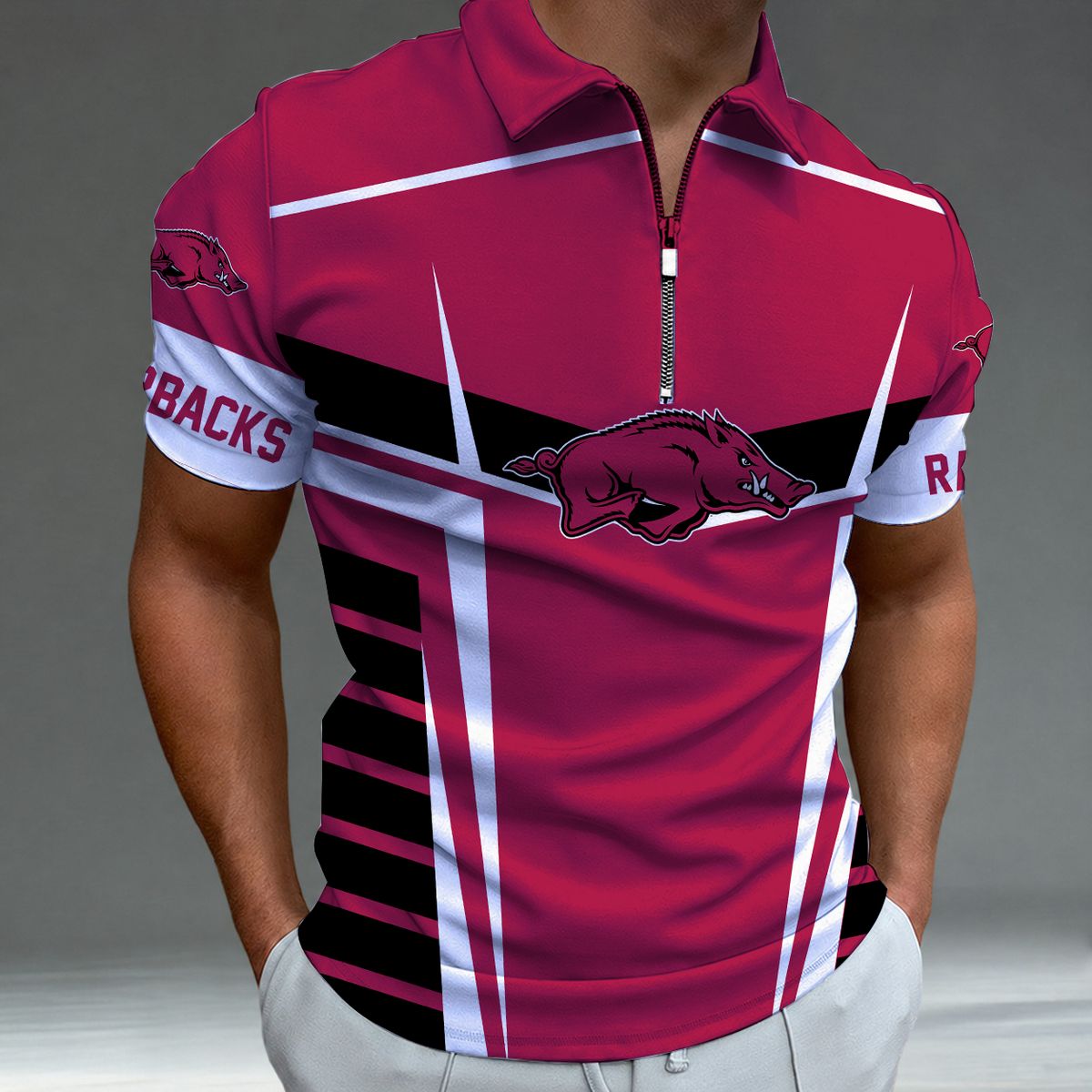 [FAN FAVORITE] NEW CUSTOMIZED NCAA FBS12 AKR ARKANSAS RAZORBACKS POLO SHIRT