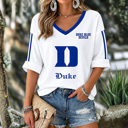 [SLAM DUNK DEAL] NEW CUSTOMIZED NCAA MAM12 DLD DUKE BLUE DEVILS WOMEN'S V-NECK LONG SLEEVE SHIRT