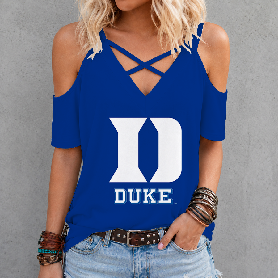 [SLAM DUNK DEAL] NEW CUSTOMIZED NCAA MAM12 DLD DUKE BLUE DEVILS CRISS CROSS V-NECK TOP