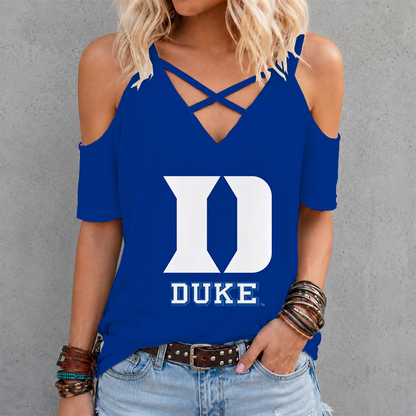 [SLAM DUNK DEAL] NEW CUSTOMIZED NCAA MAM12 DLD DUKE BLUE DEVILS CRISS CROSS V-NECK TOP