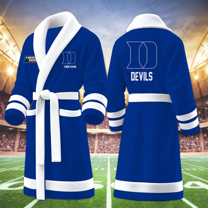 [SLAM DUNK DEAL] NEW CUSTOMIZED NCAA MAM12 DLD DUKE BLUE DEVILS MULTICOLOR FLEECE BATHROBE