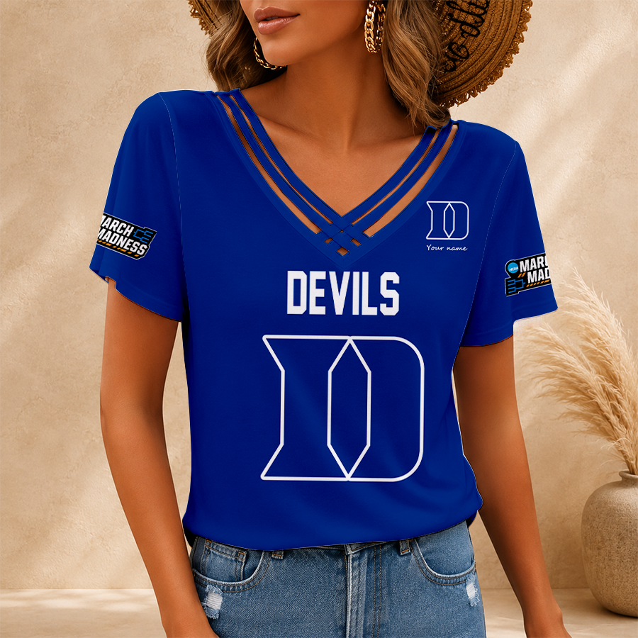 [SLAM DUNK DEAL] NEW CUSTOMIZED NCAA MAM12 DLD DUKE BLUE DEVILS V-NECK SHIRT