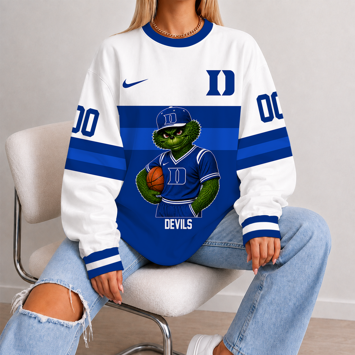[SLAM DUNK DEAL] NEW CUSTOMIZED NCAA MAM12 DLD DUKE BLUE DEVILS STRAPPY UNISEX SWEATSHIRT
