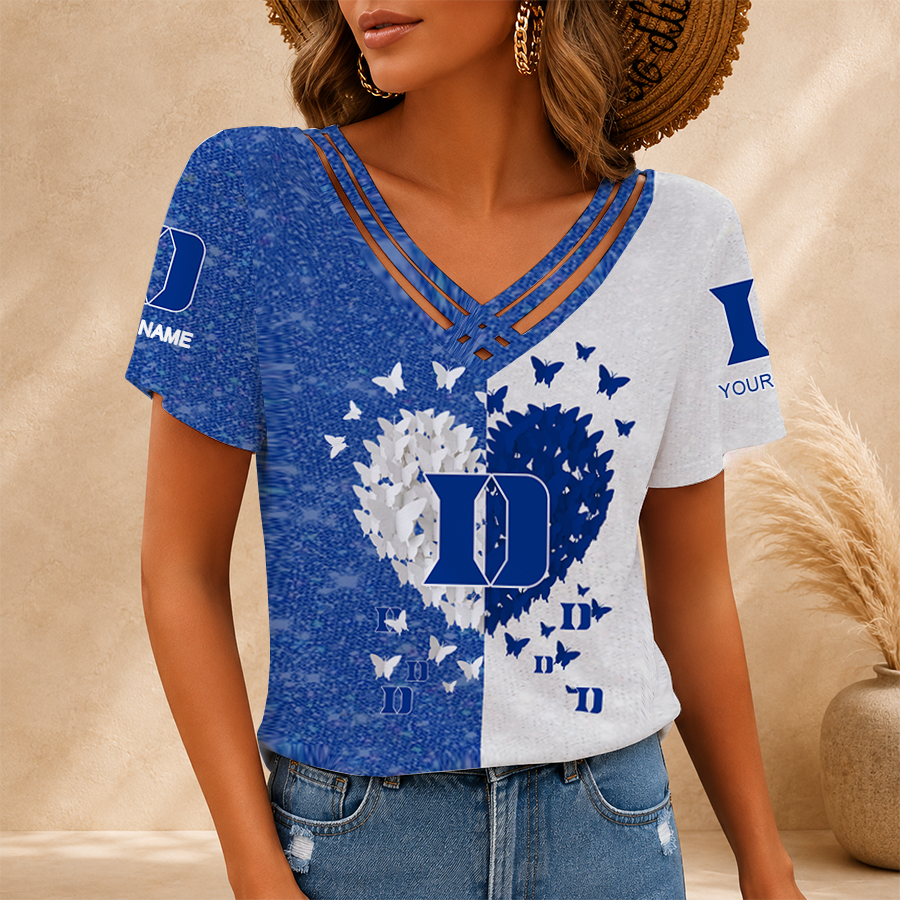[SLAM DUNK DEAL] NEW CUSTOMIZED NCAA MAM12 DLD DUKE BLUE DEVILS V-NECK SHIRT