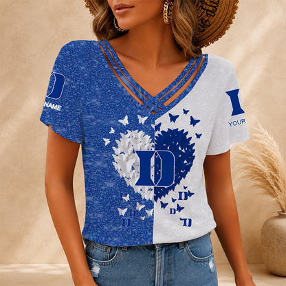 [SLAM DUNK DEAL] NEW CUSTOMIZED NCAA MAM12 DLD DUKE BLUE DEVILS V-NECK SHIRT