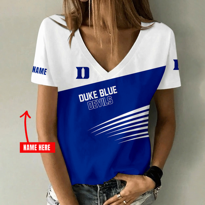 [FAN FAVORITE] NEW CUSTOMIZED NCAA MAM12 DLD DUKE BLUE DEVILS STRAPPY V-NECK FEMALE SHIRT