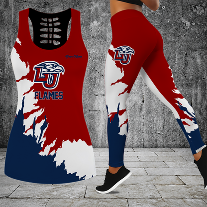 [HOOPS SPECIAL] NEW CUSTOMIZED NCAA CFH12 LIF LIBERTY FLAMES HOLLOW TANK TOP & LEGGINGS SET