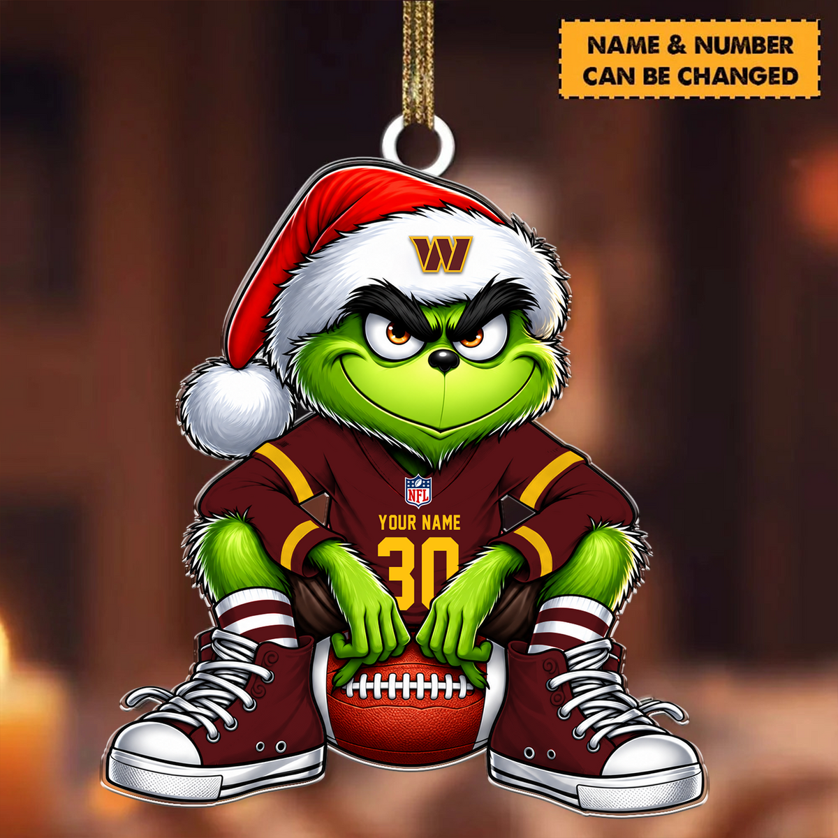 [TOUCHDOWN DEAL] NEW CUSTOMIZED NFL12 WTC WASHINGTON COMMANDERS CHRISTMAS ACRYLIC ORNAMENT