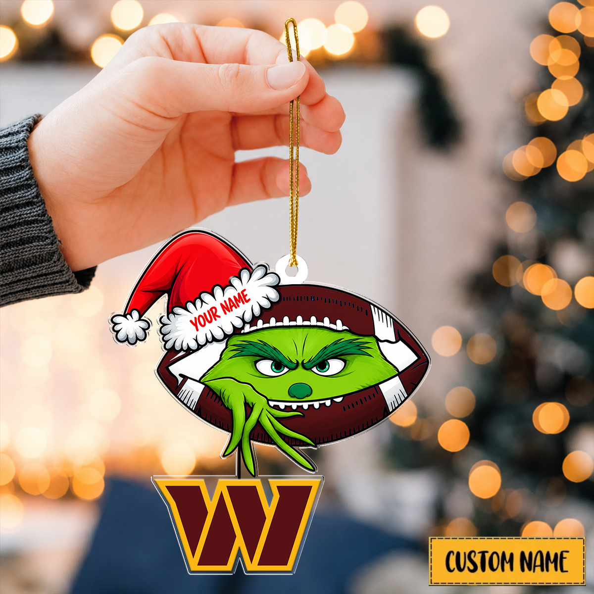 [TOUCHDOWN DEAL] NEW CUSTOMIZED NFL12 WTC WASHINGTON COMMANDERS CHRISTMAS ACRYLIC ORNAMENT