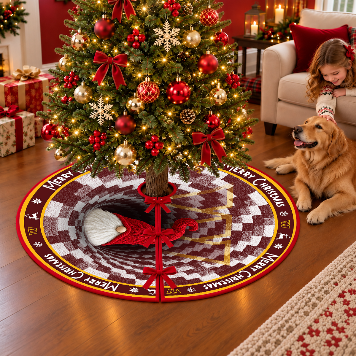 [TOUCHDOWN DEAL] NEW CUSTOMIZED NFL12 WTC THE COMMANDERS CHRISTMAS TREE SKIRT