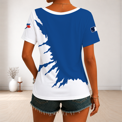 [HOMERUN DEAL] NEW CUSTOMIZED MLB12 TBJ TORONTO BLUE JAYS V-NECK FEMALE SHIRT