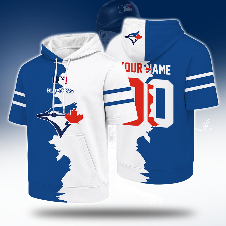 [HOMERUN DEAL] NEW CUSTOMIZED MLB12 TBJ TORONTO BLUE JAYS SHORT SLEEVE HOODIE