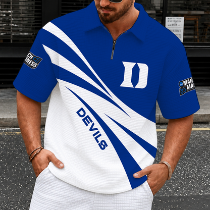 [SLAM DUNK DEAL] NEW CUSTOMIZED NCAA MAM12 DLD DUKE BLUE DEVILS QUARTER-ZIP POLO SHIRT