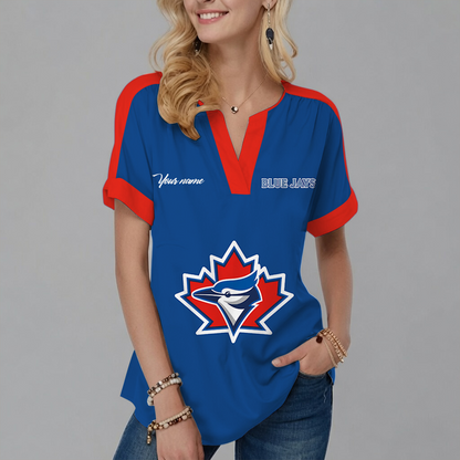 [HOMERUN DEAL] NEW CUSTOMIZED MLB12 TBJ TORONTO BLUE JAYS V-NECK FEMALE SHIRT