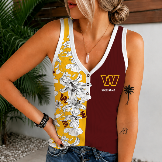 [TOUCHDOWN DEAL] NEW CUSTOMIZED NFL12 WTC WASHINGTON COMMANDERS WOMEN'S V-NECK TANK TOP