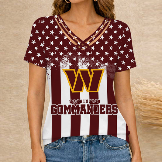 [TOUCHDOWN DEAL] NEW CUSTOMIZED NFL12 WTC WASHINGTON COMMANDERS V-NECK SHIRT