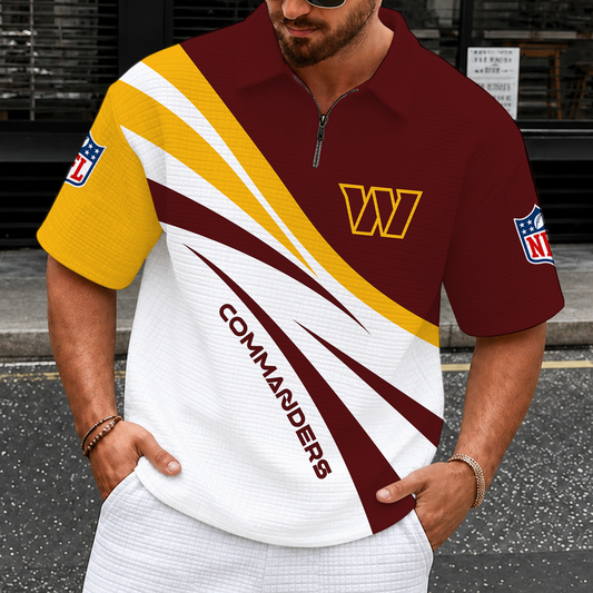 [TOUCHDOWN DEAL] NEW CUSTOMIZED NFL12 WTC WASHINGTON COMMANDERS QUARTER-ZIP POLO SHIRT