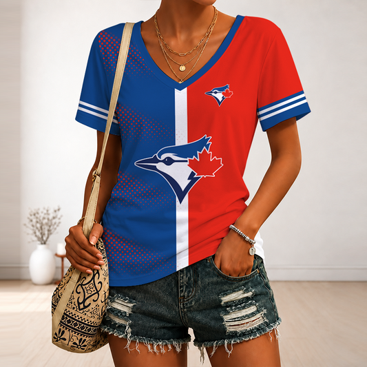 [HOMERUN DEAL] NEW CUSTOMIZED MLB12 TBJ TORONTO BLUE JAYS V-NECK FEMALE SHIRT