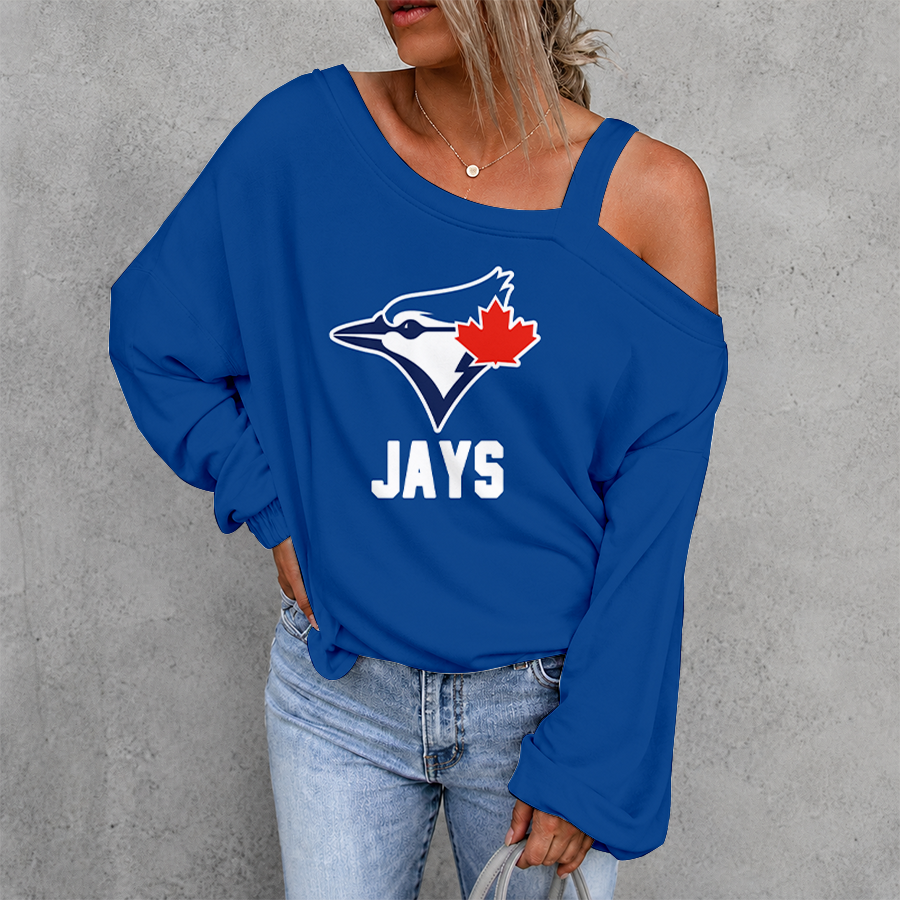 [HOMERUN DEAL] NEW CUSTOMIZED MLB12 TBJ TORONTO BLUE JAYS WOMEN'S OFF-SHOULDER LONG SLEEVE SHIRT