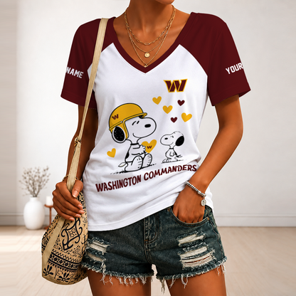 [TOUCHDOWN DEAL] NEW CUSTOMIZED NFL12 WTC WASHINGTON COMMANDERS V-NECK FEMALE SHIRT