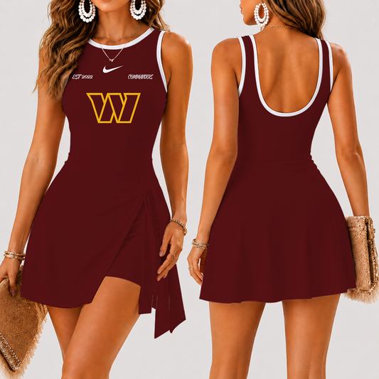 [TOUCHDOWN DEAL] NEW CUSTOMIZED NFL12 WTC WASHINGTON COMMANDERS WOMEN'S SUMMER SKORT DRESS