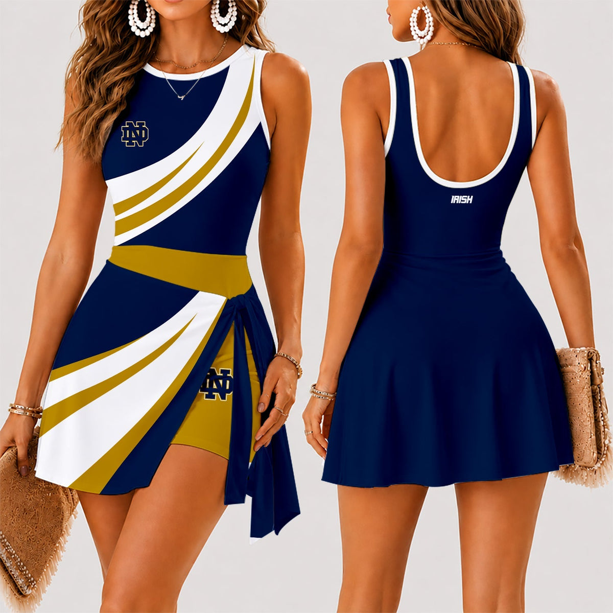[PUCK DROP DEAL] NEW CUSTOMIZED NCAA MFF12 NFI NOTRE DAME FIGHTING IRISH WOMEN'S SUMMER SKORT DRESS