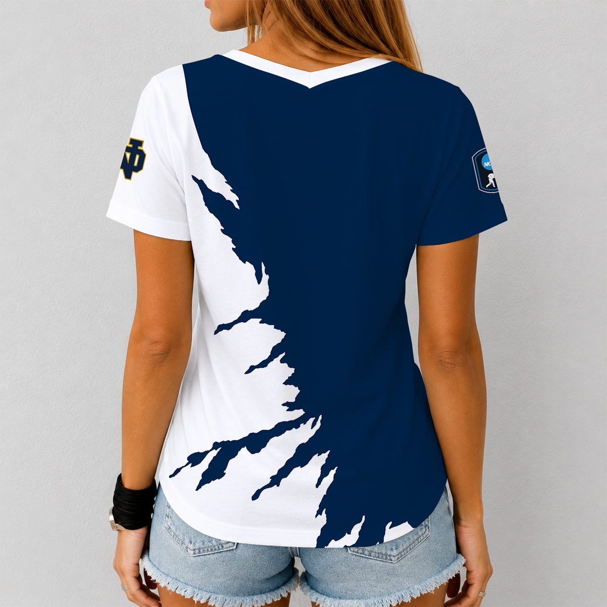[PUCK DROP DEAL] NEW CUSTOMIZED NCAA MFF12 NFI NOTRE DAME FIGHTING IRISH V-NECK FEMALE SHIRT