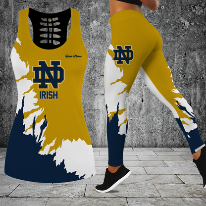 [PUCK DROP DEAL] NEW CUSTOMIZED NCAA MFF12 NFI NOTRE DAME FIGHTING IRISH HOLLOW TANK TOP & LEGGINGS SET