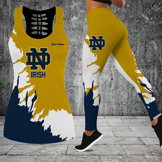 [PUCK DROP DEAL] NEW CUSTOMIZED NCAA MFF12 NFI NOTRE DAME FIGHTING IRISH HOLLOW TANK TOP & LEGGINGS SET