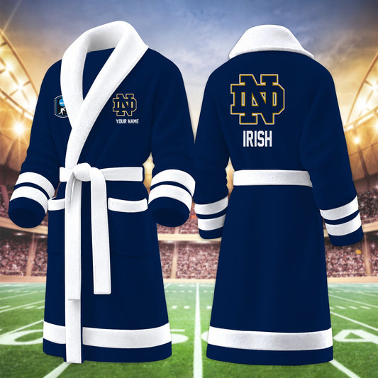 [PUCK DROP DEAL] NEW CUSTOMIZED NCAA MFF12 NFI NOTRE DAME FIGHTING IRISH MULTICOLOR FLEECE BATHROBE