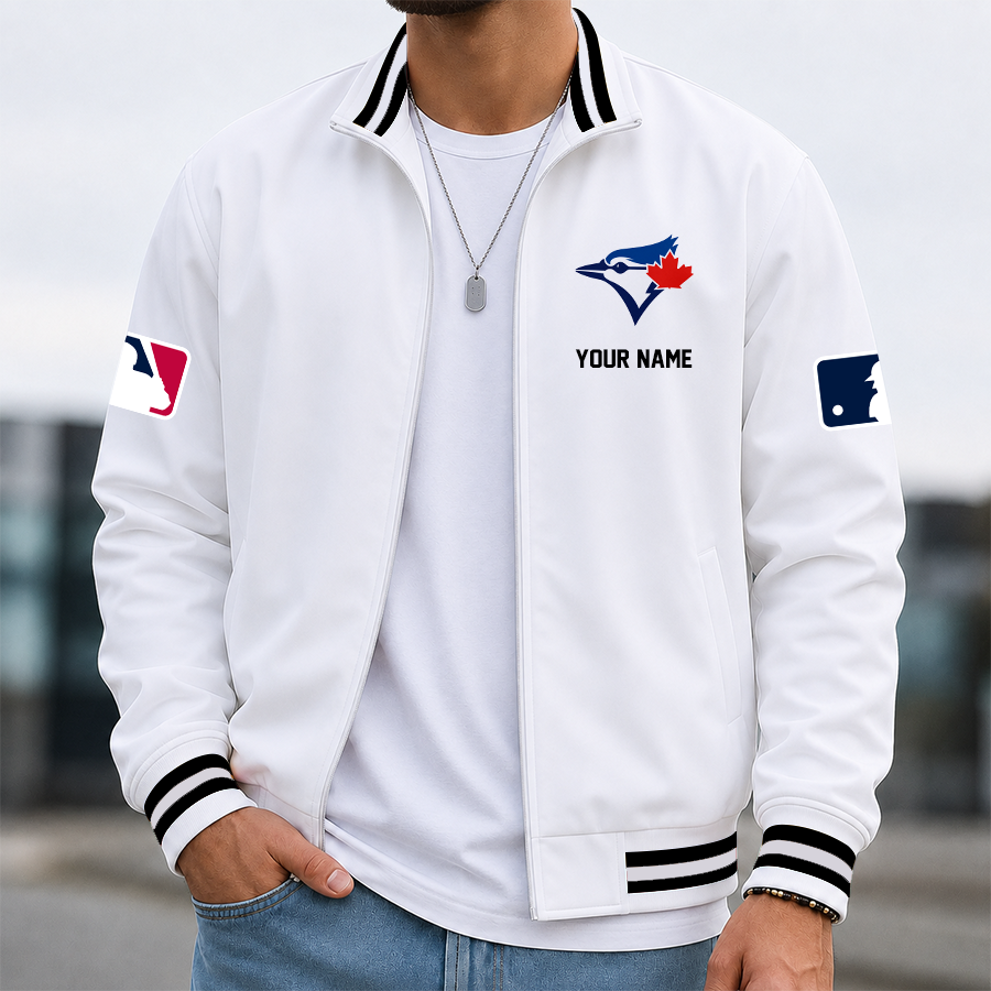 [HOMERUN DEAL] NEW CUSTOMIZED MLB12 TBJ TORONTO BLUE JAYS MULTICOLOR MEN'S CASUAL JACKET