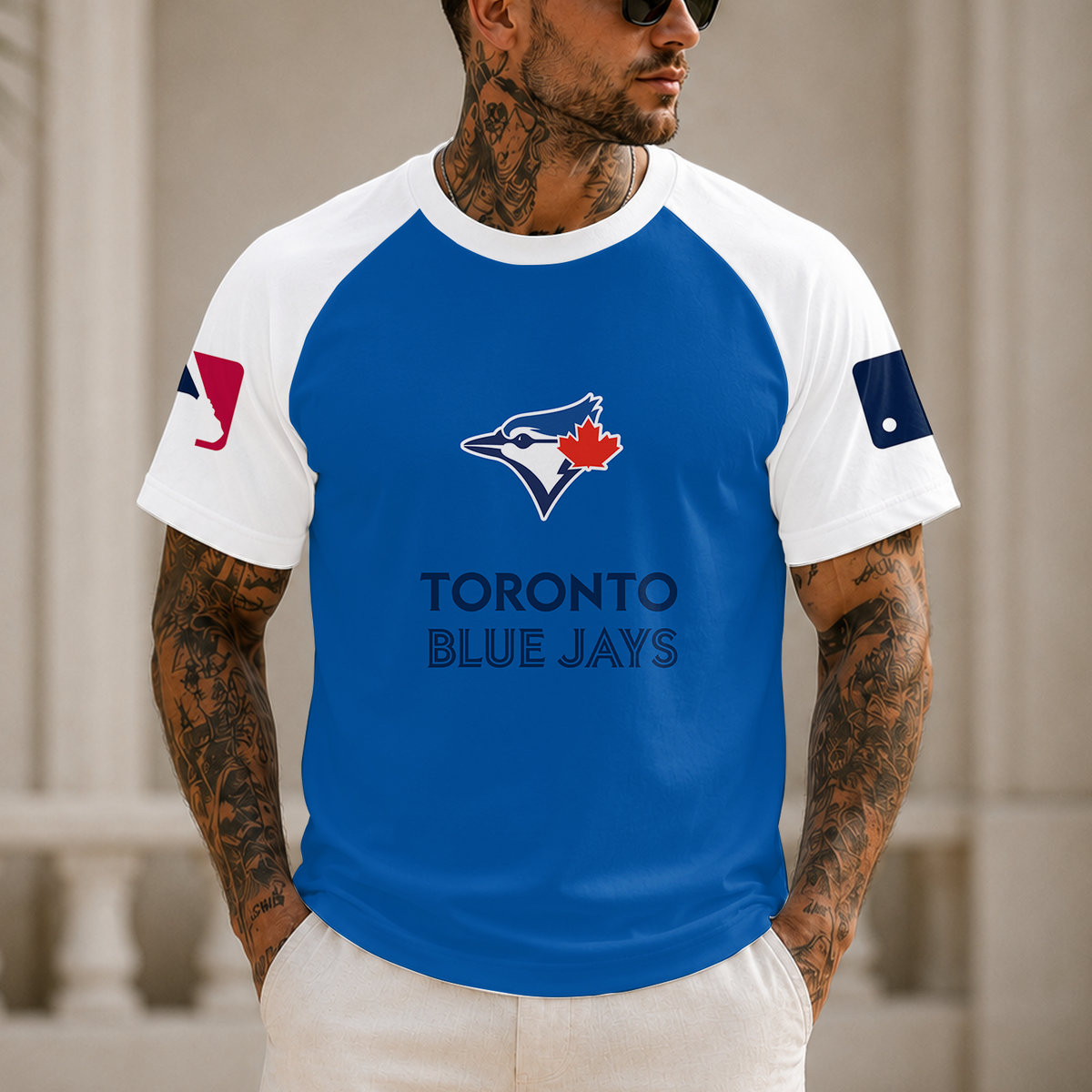 [HOMERUN DEAL] NEW MLB12 TBJ TORONTO BLUE JAYS CUSTOMIZED RAGLAN TEE